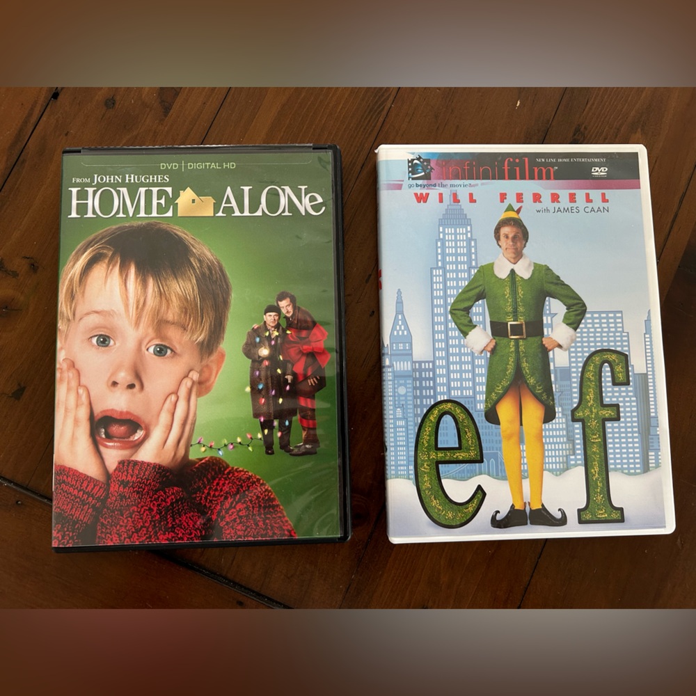 Christmas DVDs-Home Alone and Elf